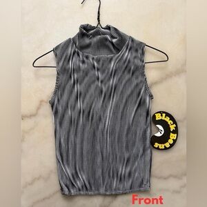 Black and White Striped Y2K Turtleneck Tank Top